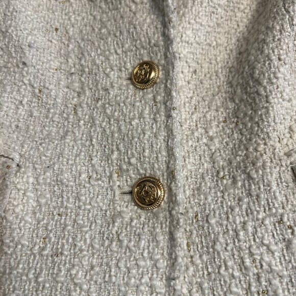 Maison Jules Women's Blazer Tweed Ivory Gold Button Size XL Jacket Wool Blend - Picture 3 of 12